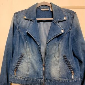 Chicos denim cropped jacket.